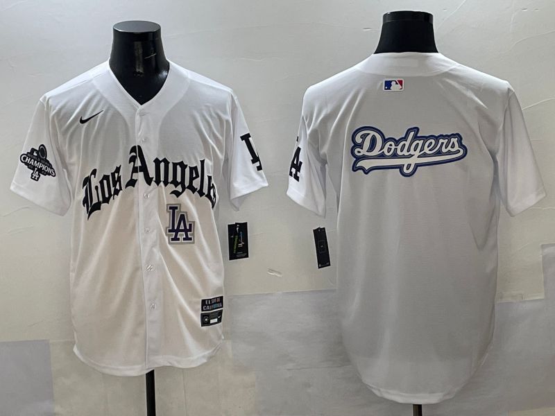 Men Los Angeles Dodgers Blank White Five generations Joint Name 2025 Nike MLB Jersey style 60->los angeles dodgers->MLB Jersey